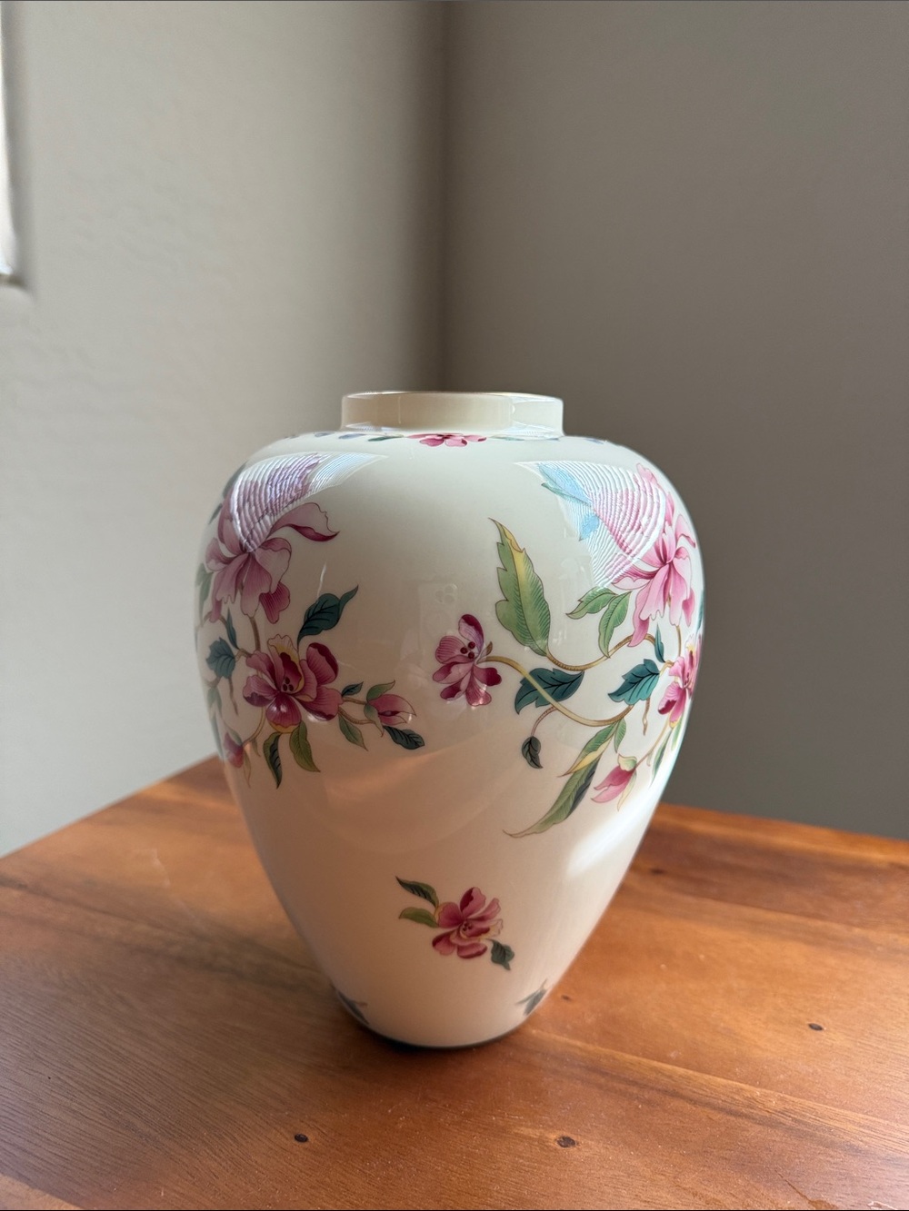 Lenox Barrington Collection 9.5" Floral Porcelain Vase in Cream, Pink and Green - Picture 2 of 13